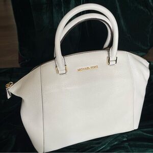 Michael Kors White Large Dome Leather Satchel NWOT